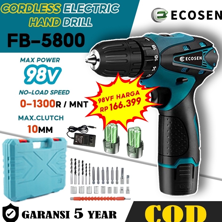 ready ECOSEN Mesin Bor Tangan 98VF Bor CasMesin Bor Bor Bor Cordless