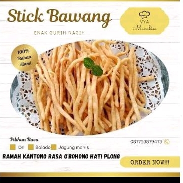 

Stick Bawang / Bawang Stick / Stik Bawang Gurih Renyah / Rasa Original Balado Jagung manis , berat 100-250 gr