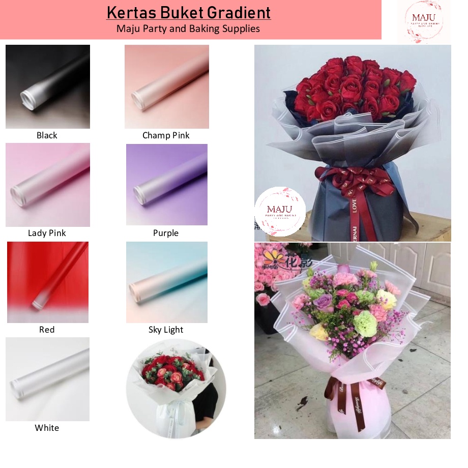 

SALE 2 lembar per pax Kertas Buket Gradient Gradasi Flower Wrapping Gradient Kertas Bunga Flower Paper Cellophane Paper