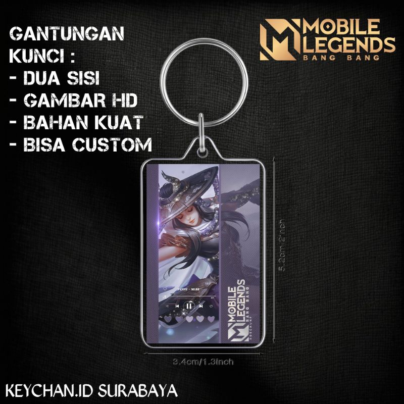 gantungan kunci akrilik dua sisi mobile legends skin epic fanny
