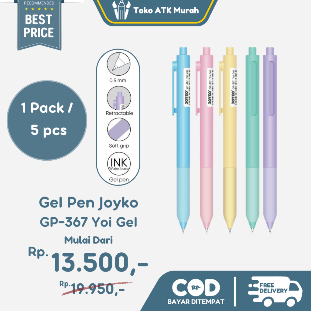 

Gel Pen Joyko GP-367 Yoi Gel 0.5 mm Pulpen Pena / 5 PCS