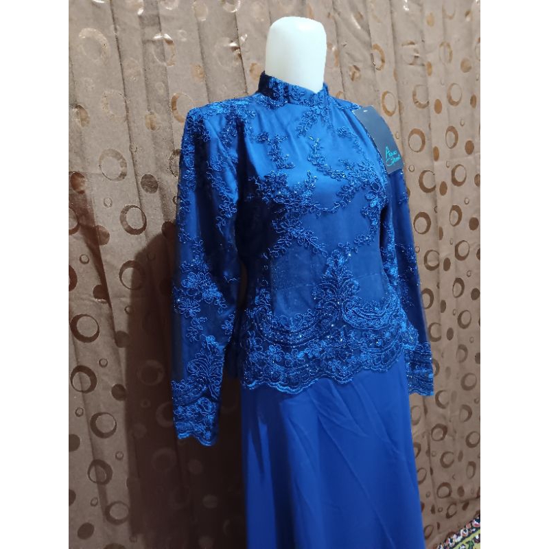 gamis navy brukat mewah new
