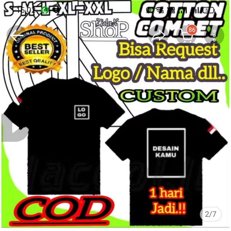 baju kaos custom sablon 2 sisi depan belakang bebas reques / desain sendiri