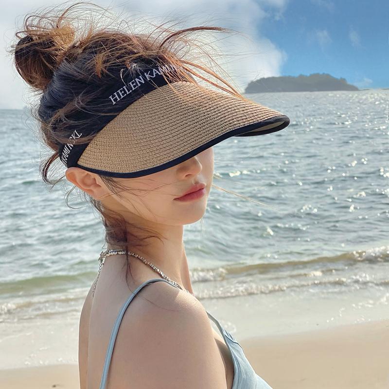 Caliloops Topi Matahari Cap Rotan Wanita Korea Lebar Topi Pantai Lydel
