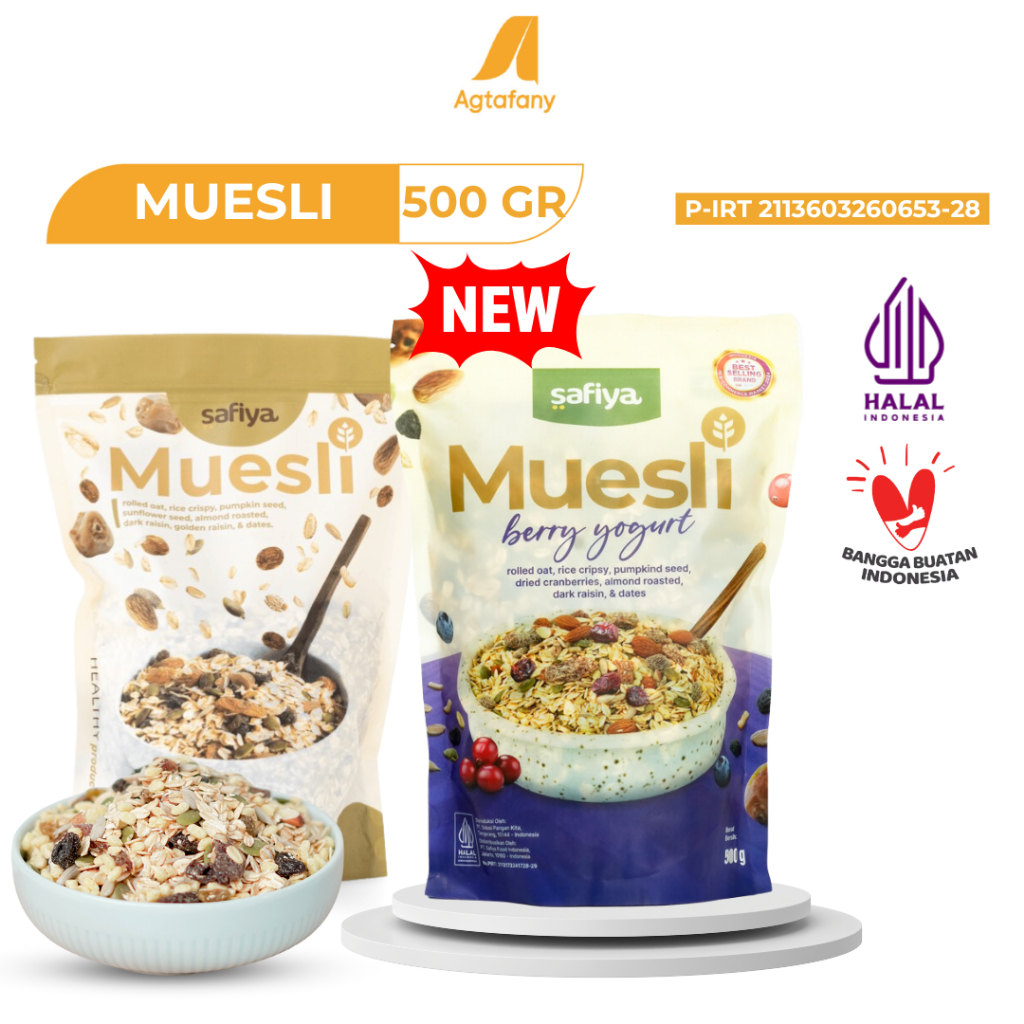 

BARU Muesli 1 kg Berry Yogurt Original Safiya - Sereal Oatmeal Dried Fruit Sarapan Sehat Makanan Ringan