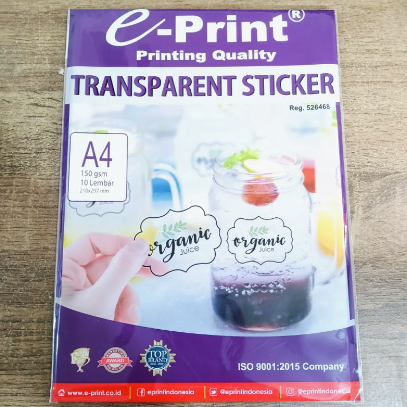 

E-PRINT TRANSPARAN STIKER A4 150 GSM - 10 LMBAR