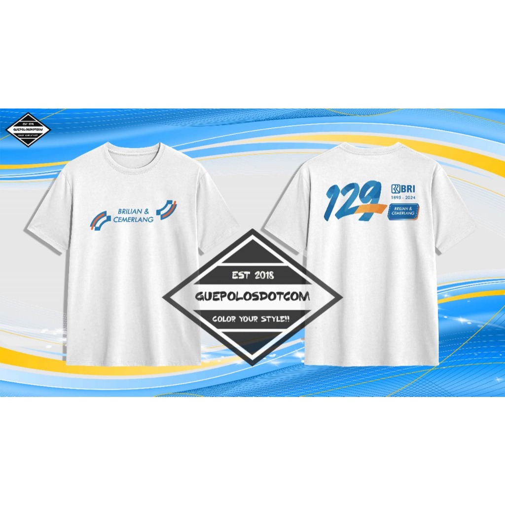 BAJU BRI - BAJU KERAH BRI 129 TAHUN - BRI ULANG TAHUN - BAJU HUT BRI - BAJU BRI LINK - BAJU BRIMO