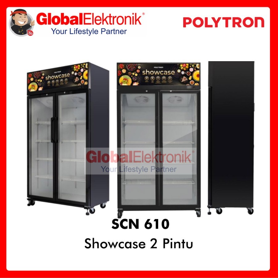 POLYTRON SHOWCASE 2 PINTU POLYTRON SCN 610 DISPLAY COOLER 568 LITER RAK PENDINGIN MINUMAN 2 PINTU