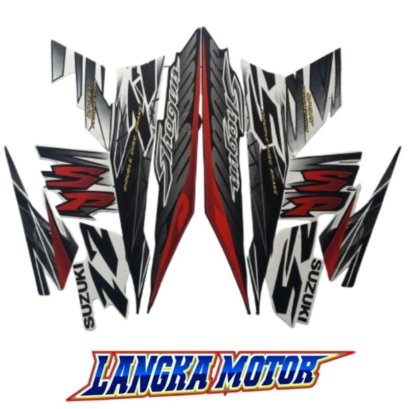 Shogun Striping Stiker bodi Suzuki SHOGUN 125 SP Putih Hitam