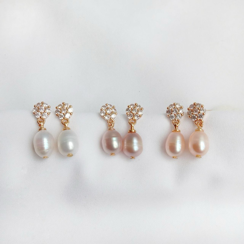 Anting lapis emas mutiara air tawar asli lombok Anting anting wanita Anting mutiara lombok asli Anti