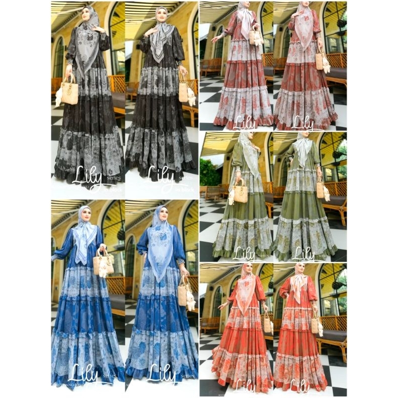 Gamis Lily Series by Agoest Hanggono / gamis plus jilbab original agoest hanggono