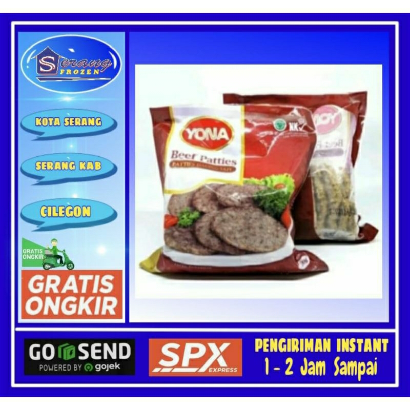 

Daging Burger Yona Petties 500g,isian Burger isi 10,Serang Frozen