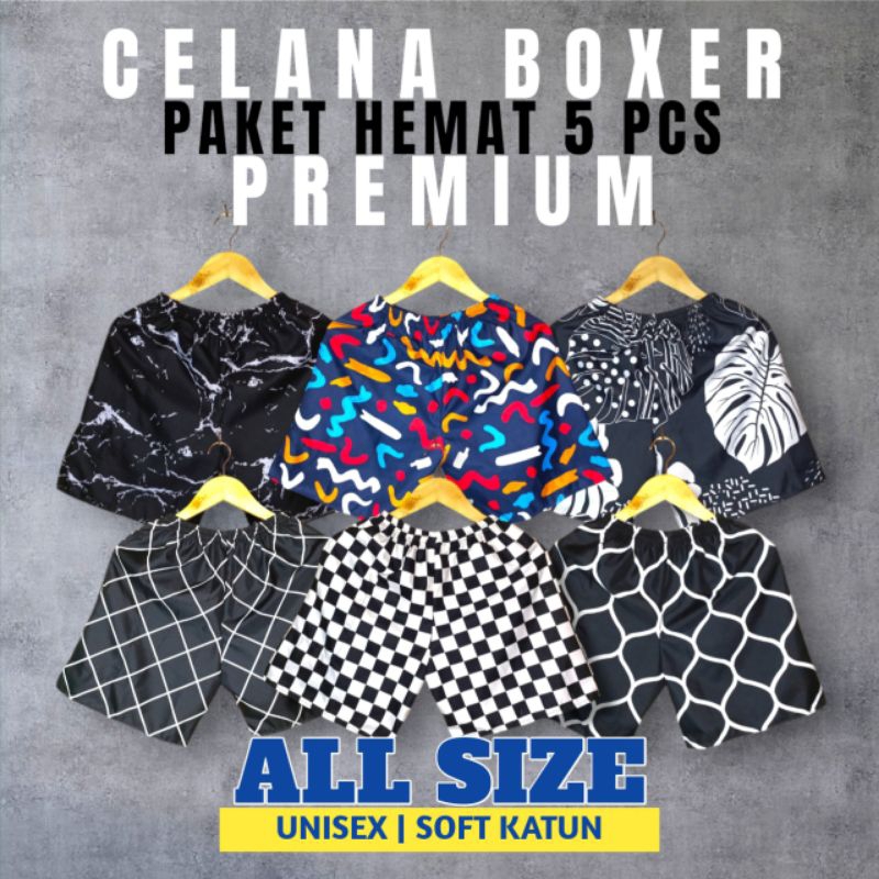 Grosir 5pcs celana pendek celana boxer pria wanita dewasa