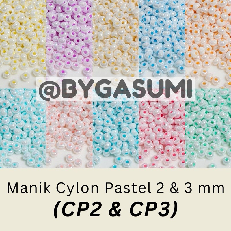 (CP) Manik Premium Ukuran Seragam 2 & 3 mm 11/0 8/0 Cylon Pastel Glass Seed Beads Soft Glossy Berkil