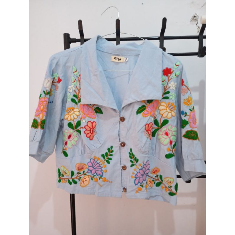Atasan Wanita Kemeja Crop top Sulam Handmade Embroidery Chiangmai Thailand