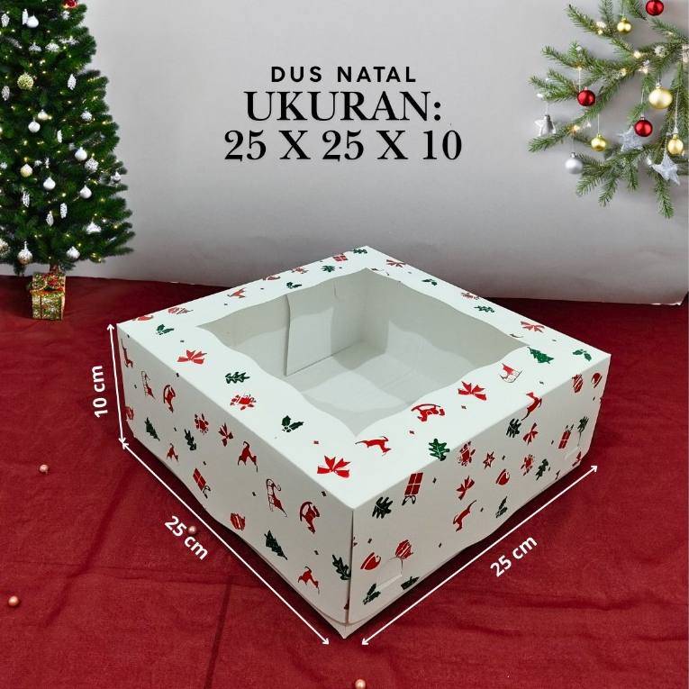 

( 10 Pcs ) Box Dus Premium Kotak Kue Hampers Natal Cake Kue Cookies 25 cm x 25 cm x 10 cm Ivory