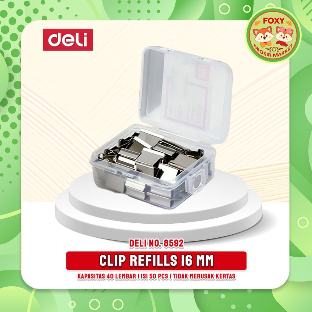 

Fastener Clip Refill Deli / Refill Binder Clip / Isi Penjepit Kertas Otomatis Isi 50 Kapasitas 40 Lembar 8592