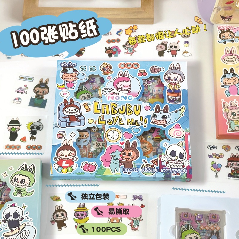 

Stiker Labubu isi 100 Lembar Sticker isi 100 Lembar Karakter labubu Sticker BlackPink X Labubu