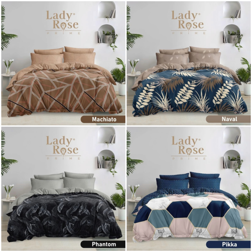Bedcover Lady Rose Size 180 x 200 King ( 6 kaki ) Motif Minimalis 3