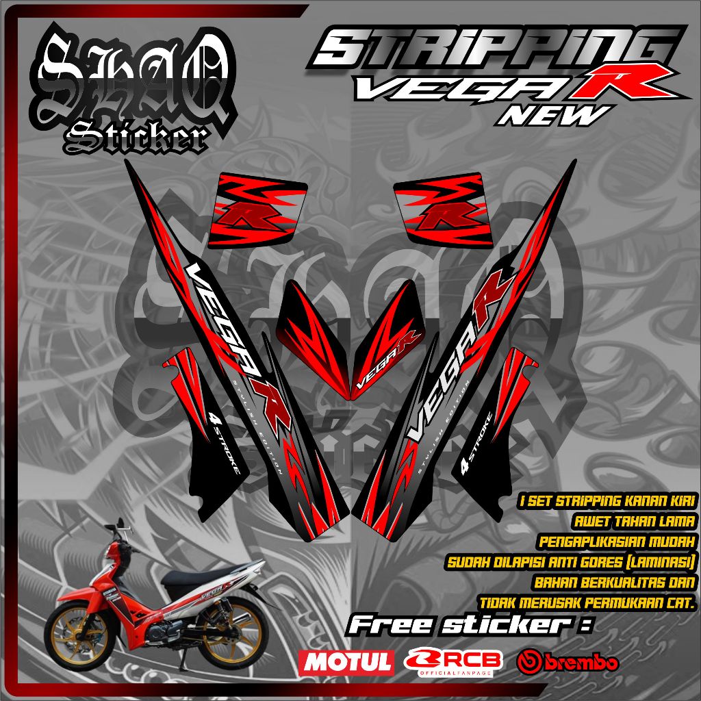 STIKER STRIPING LIS BODY VEGA R NEW 2008 - 2009 STANDAR, stiker Lis Striping Yamaha Vega R New Vaga 