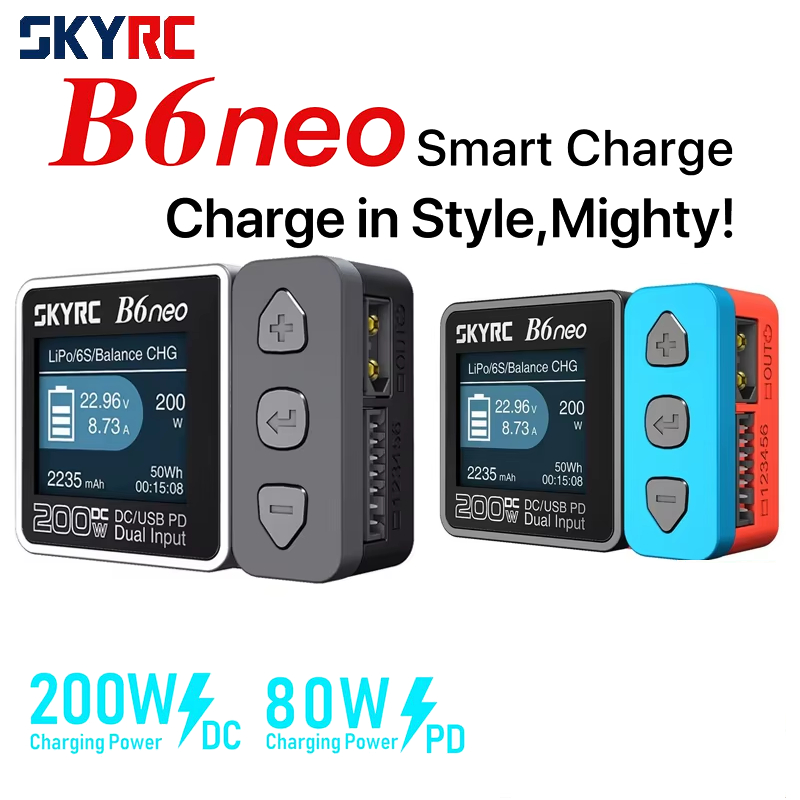SkyRC B6 Neo DC 200W PD Dual Input Smart Charger Lipo Li-Ion LiHV NiMH NiCd Pb