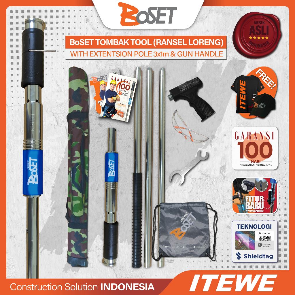 BOSET Tool Tas Loreng + Extension Pole 3x1M + Gun Handle PROMO  Free T-Shirt