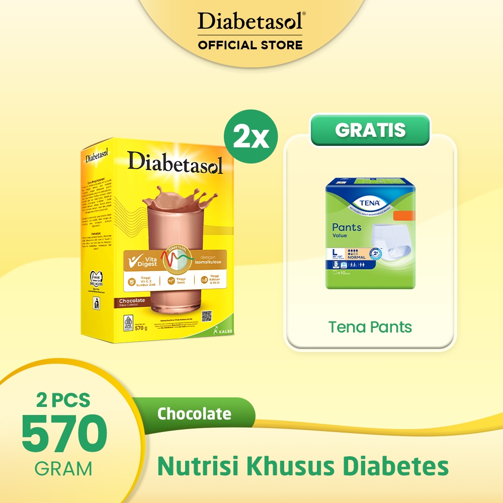 

Buy 2 Diabetasol Chocolate 570g Free Tena Pants