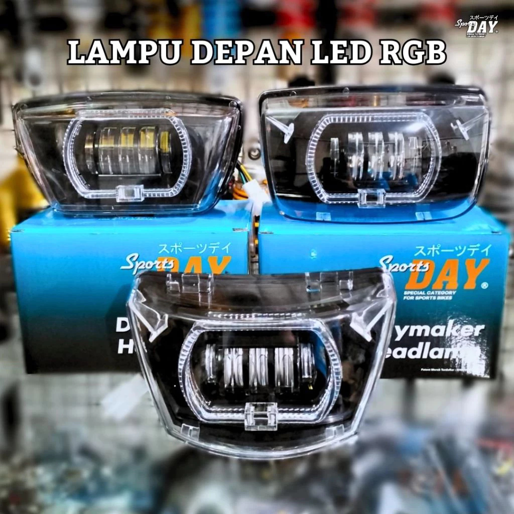 LAMPU DEPAN LED FIZR FORCE1 GRAND LAMPU DEPAN LED NYALA RGB SPORTSDAY