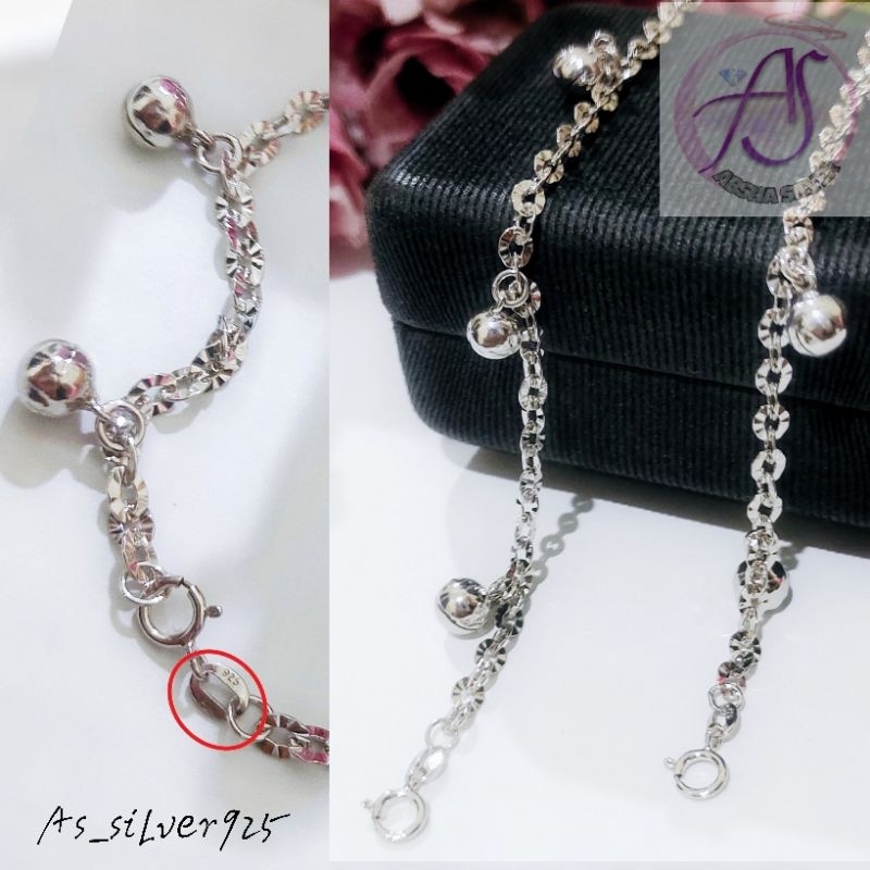 GELANG ANAK PERAK NORI UKIR KERINCING NYARING ASLI SILVER 925 LAPIS MAS PUTIH_GELANG TANGAN KAKI ANA