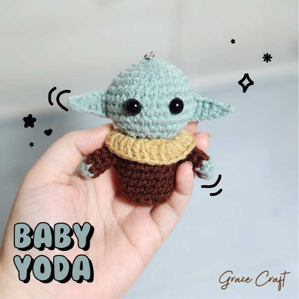 Crochet Amigurumi Gantungan Kunci Star Wars Edition Baby Yoda Rajut Handmade