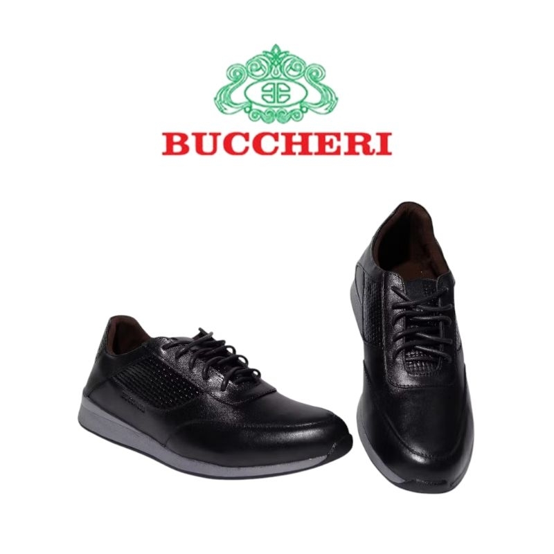 BUCCHERI VISHNU Sepatu Casual Pria Full Leather-br2130-hitam