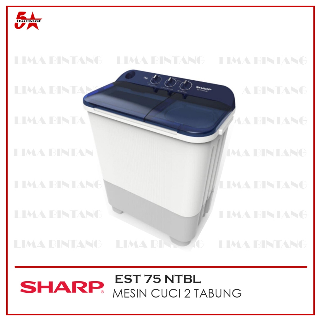 MESIN CUCI 2 TABUNG 7.5 KG SHARP ES-T75NT ES T75NT EST 75 NT [BDG] - BL (BLUE)