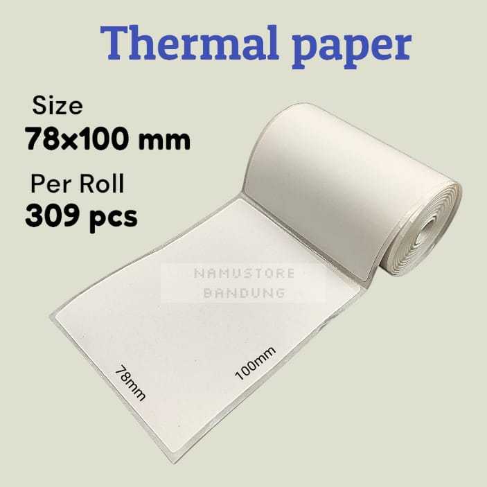 

Kertas Thermal Label Stiker 78mmTEBAL - Label Thermal Sticker / Label 78 X100MM ISI 300 ROLL