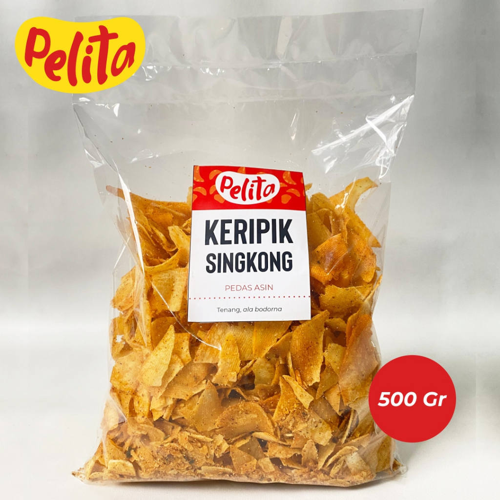 

Pelita Snack Keripik Singkong Rasa Pedas Asin Kripset Pedas Asin Gurih Renyah 100/250/500 gr