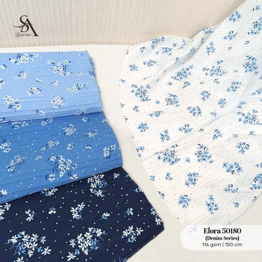 Kain Knit motif bunga lebar 150 cm