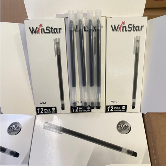 

PULPEN GEL INK WINSTAR WS-2 1 PACK ISI 12 PCS /BOLPEN GEL MURAH HITAM