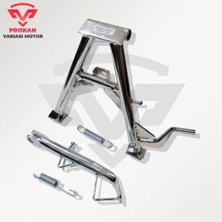 Standar Tengah Satria RU 120 Standar Samping Satria 2 Tak Silver Poles