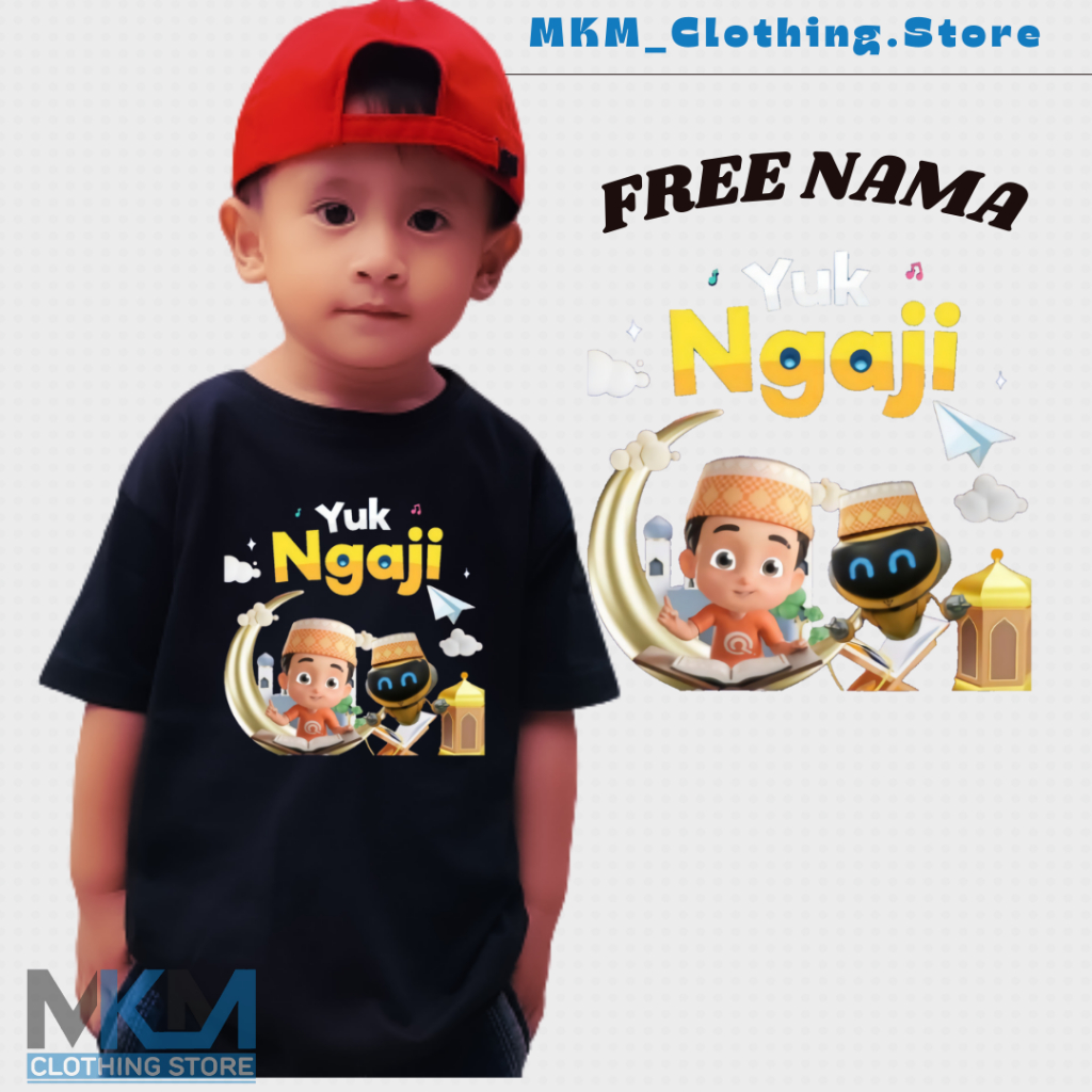 Kaos Anak Muslim Ngaji | Kaos Anak Muslim Ngaji Custom Unisex | Kaos Anak Sablon DTF Laki laki dan P