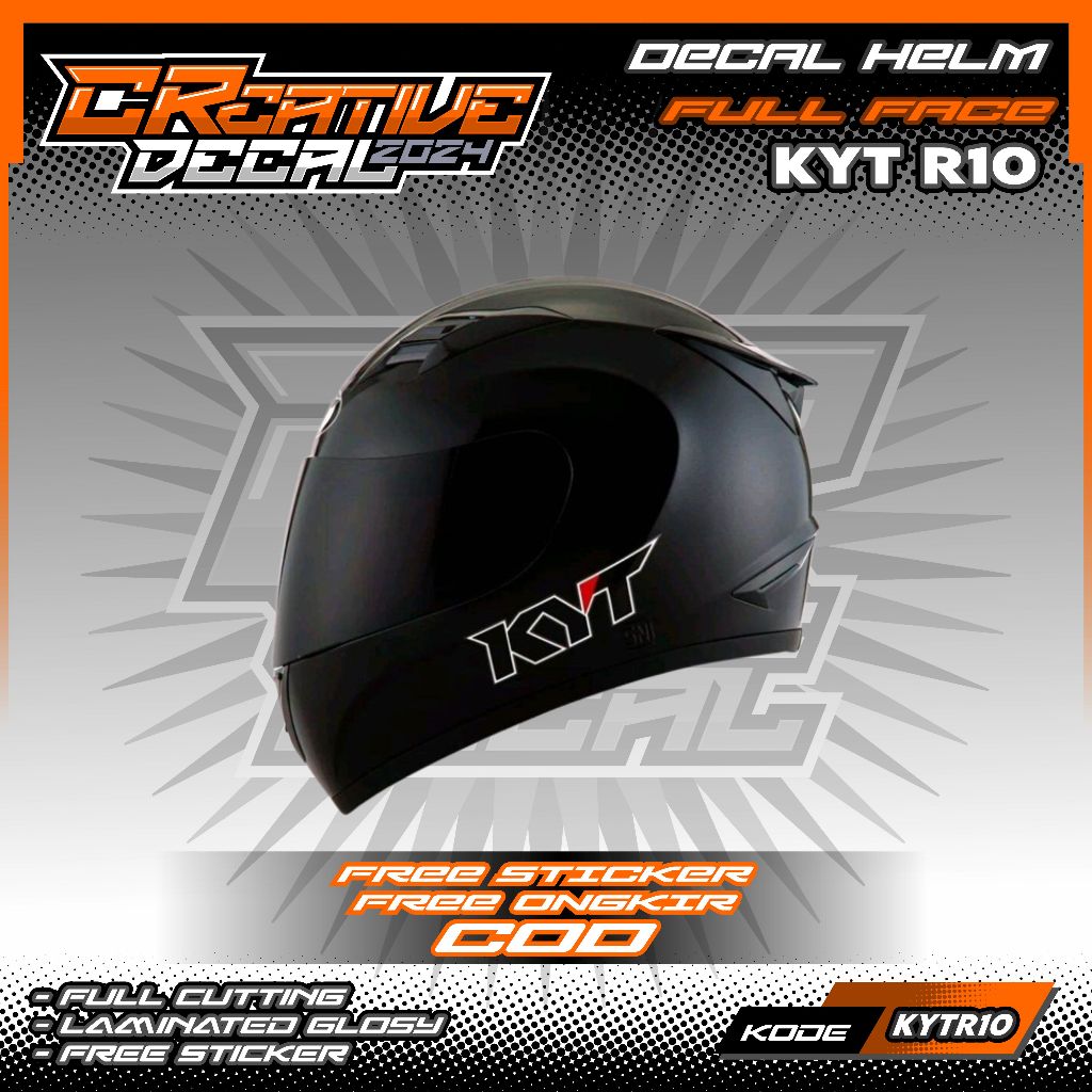 STIKER DECAL HELM KYT R10 FULLFACE | DECAL HELM | DECAL STIKER