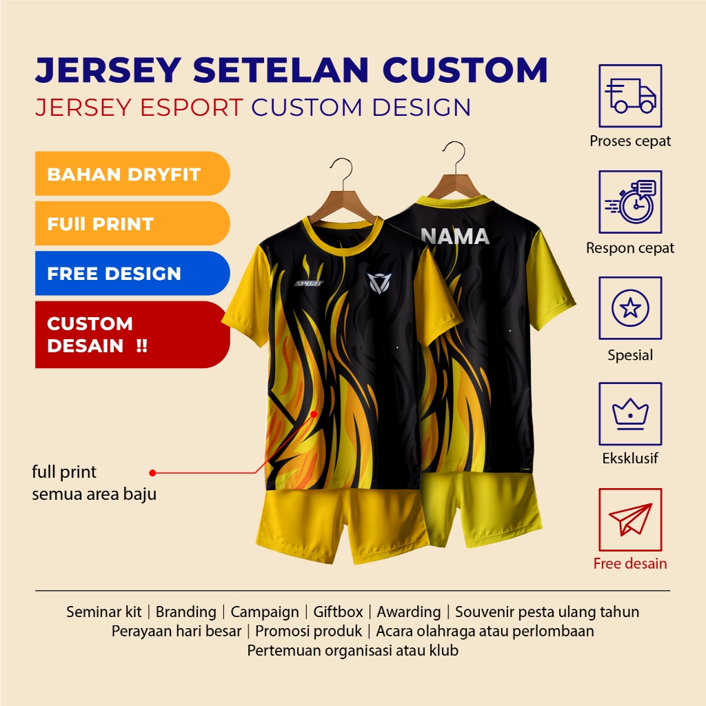 Jersey gaming FULL SET esport custom full print / kaos custom / custom desain / full print custom