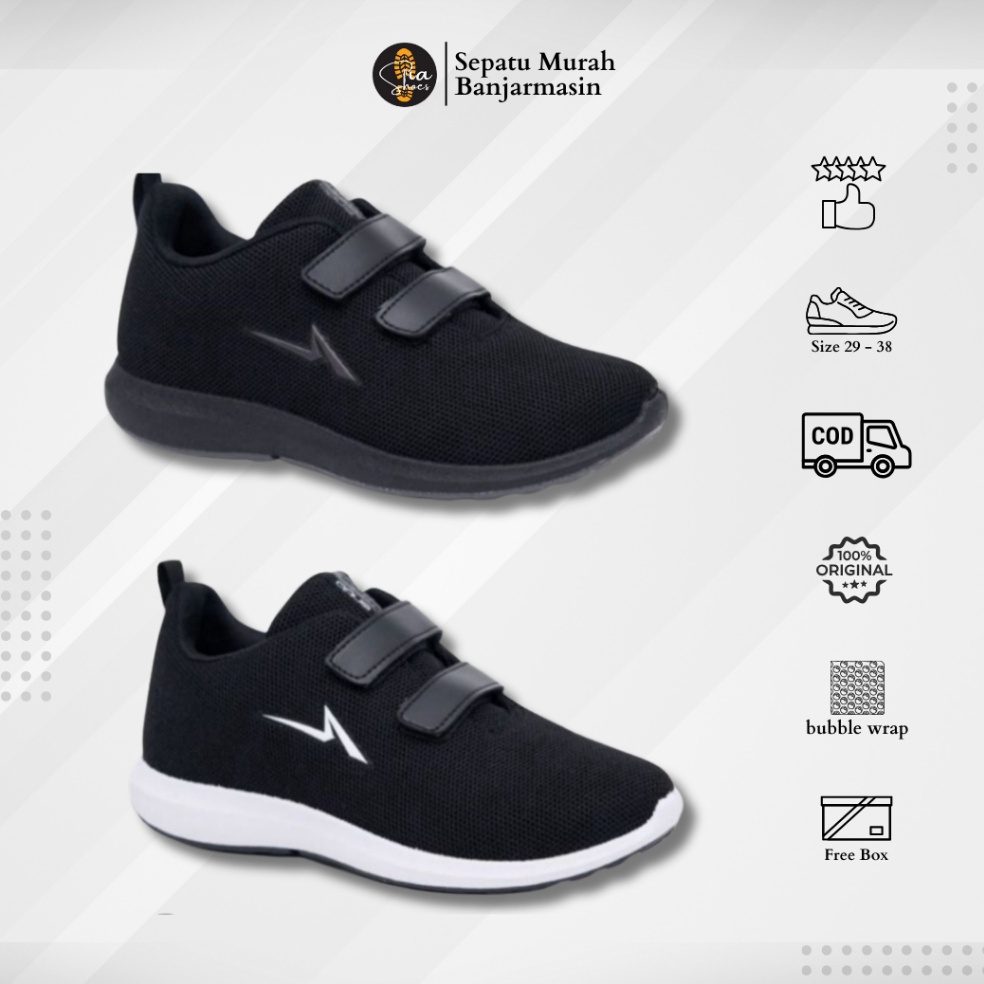 KODE N24D SEPATU ANDO PEREKAT I SEPATU ANDO ORIGINAL HITAM POLOS  HITAM PUTIH I Sepatu Pria dan Wani