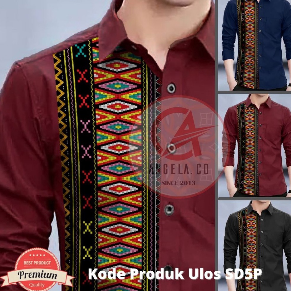 Angelaco Batik Batak Lengan Panjang Pria Batik Ek Pria Motif Ulos Sadum SD5