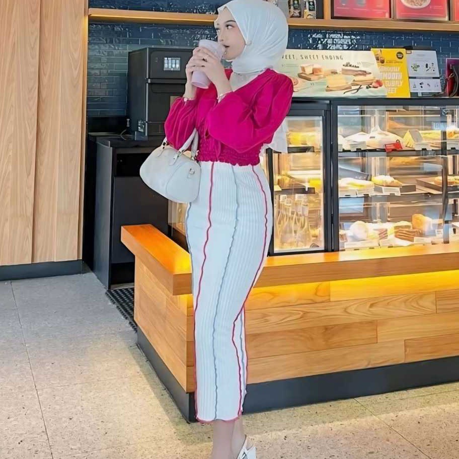 Rok Skirt Pelangi Gladys  Rok Korean  Rok Span  Rok knit  Rok Skirt Rainbow  Rok Span Panjang Remaja