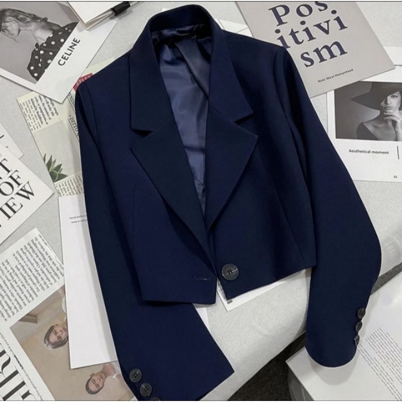 crop blazer wanita korean style/blazer model terbaru/jas wanita/jas kerja kantor