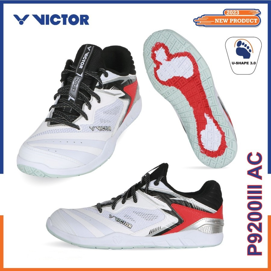 Sepatu Badminton Bulutangkis Victor P9200 III AC / P 9200 III AC White Red Black