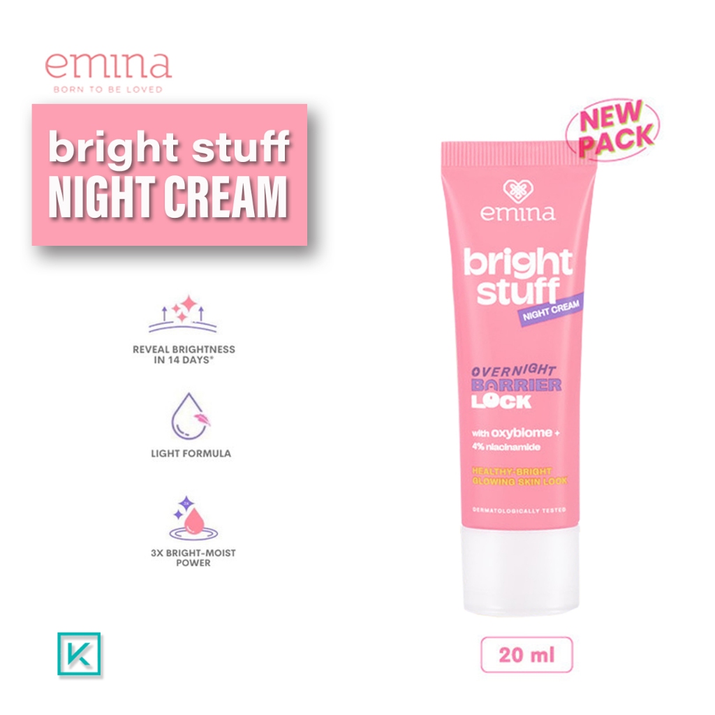 Emina Bright Stuff Night Cream 20ml Krim Malam Pelembab Wajah