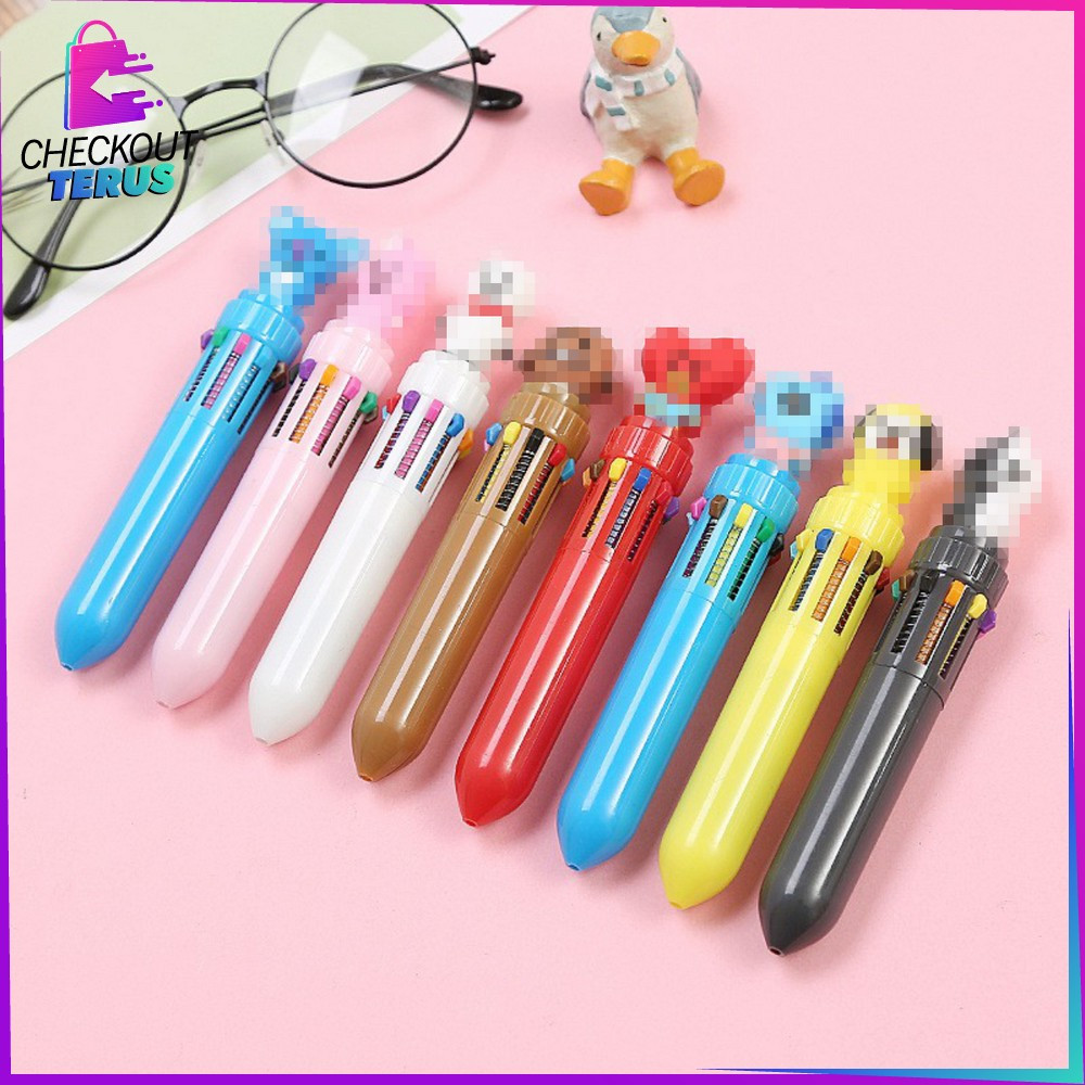 

CT A13 PENA Karakter Rainbow Pulpen Kartun 10 Warna Pen Warna Warni Bolpoin Karakter Lucu