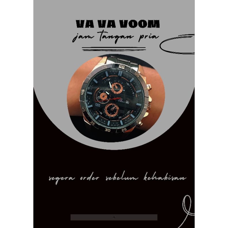 VA VA VOOM 216G jam tangan pria kronograf luxury stainless steel analog quartz