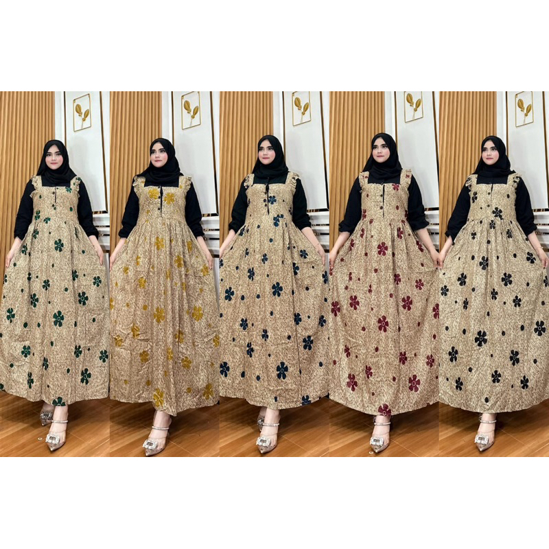 gamis bunga kancing | gamis bunga kombinasi viral | gamis jumbo viral kekinian buat kondangan bumil 