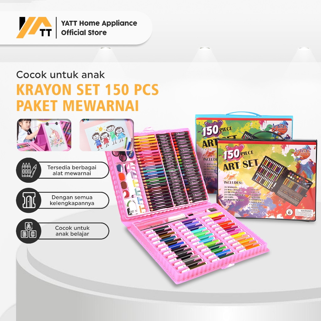 

YATT Crayon Set Menggambar / Pensil Warna Set isi 150 PCS (Alat Mewarnai Dan Menggambar)